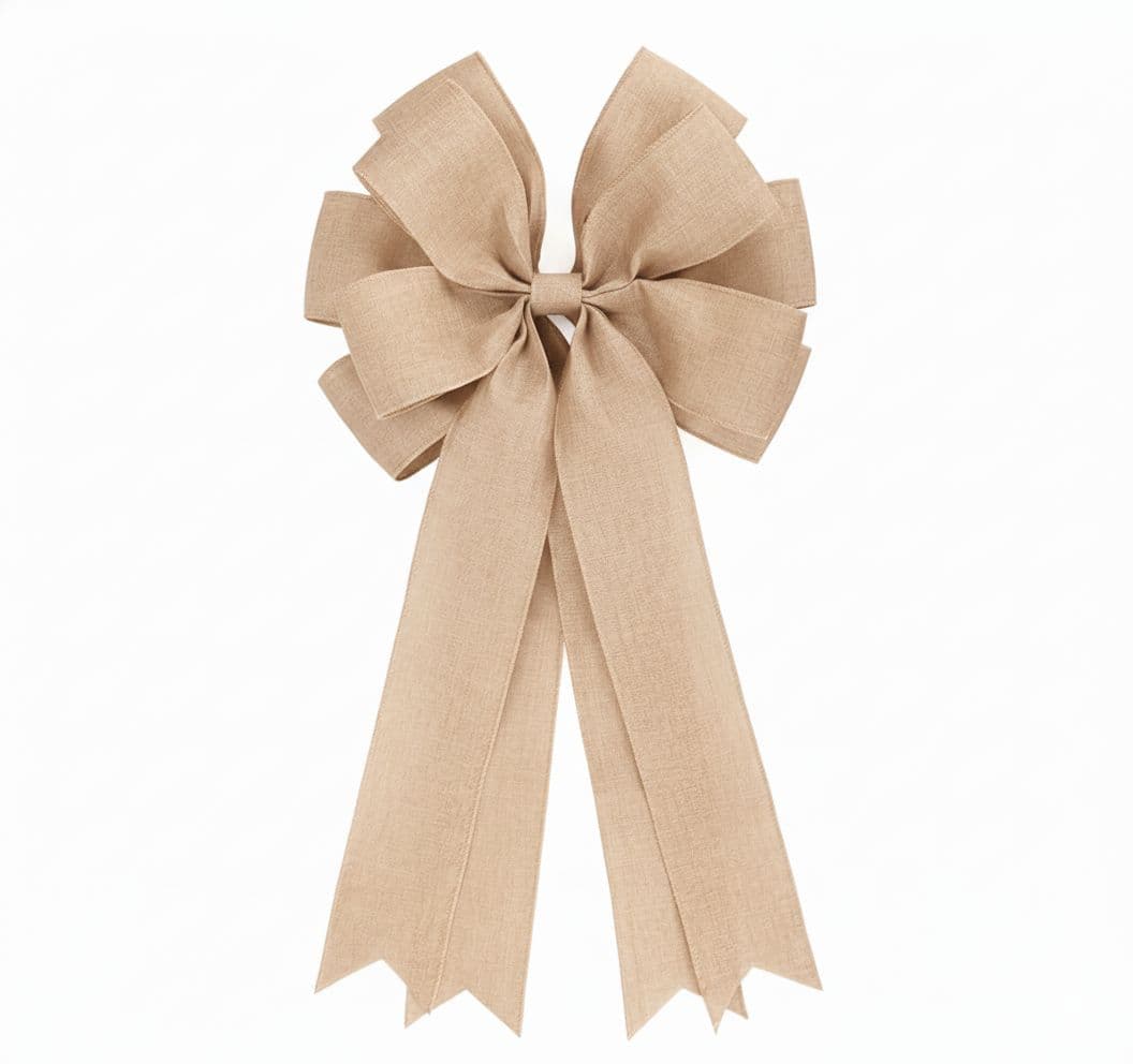 10 Loop Burlap Bow Natural