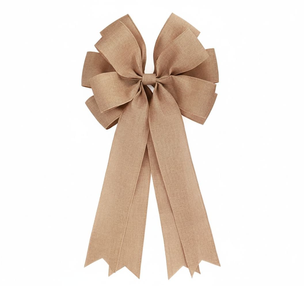 10 Loop Burlap Bow Tan