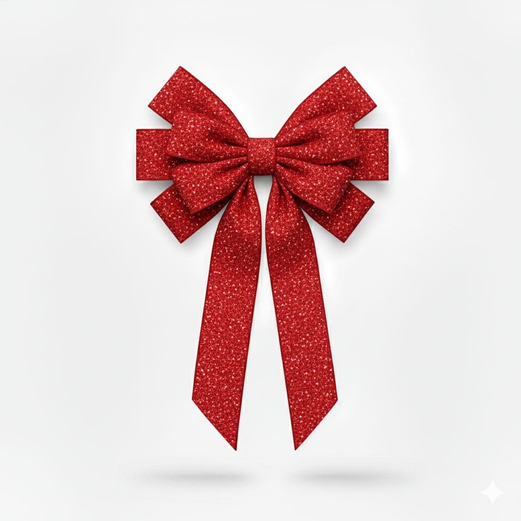 10 Loop Glitter Bow Red