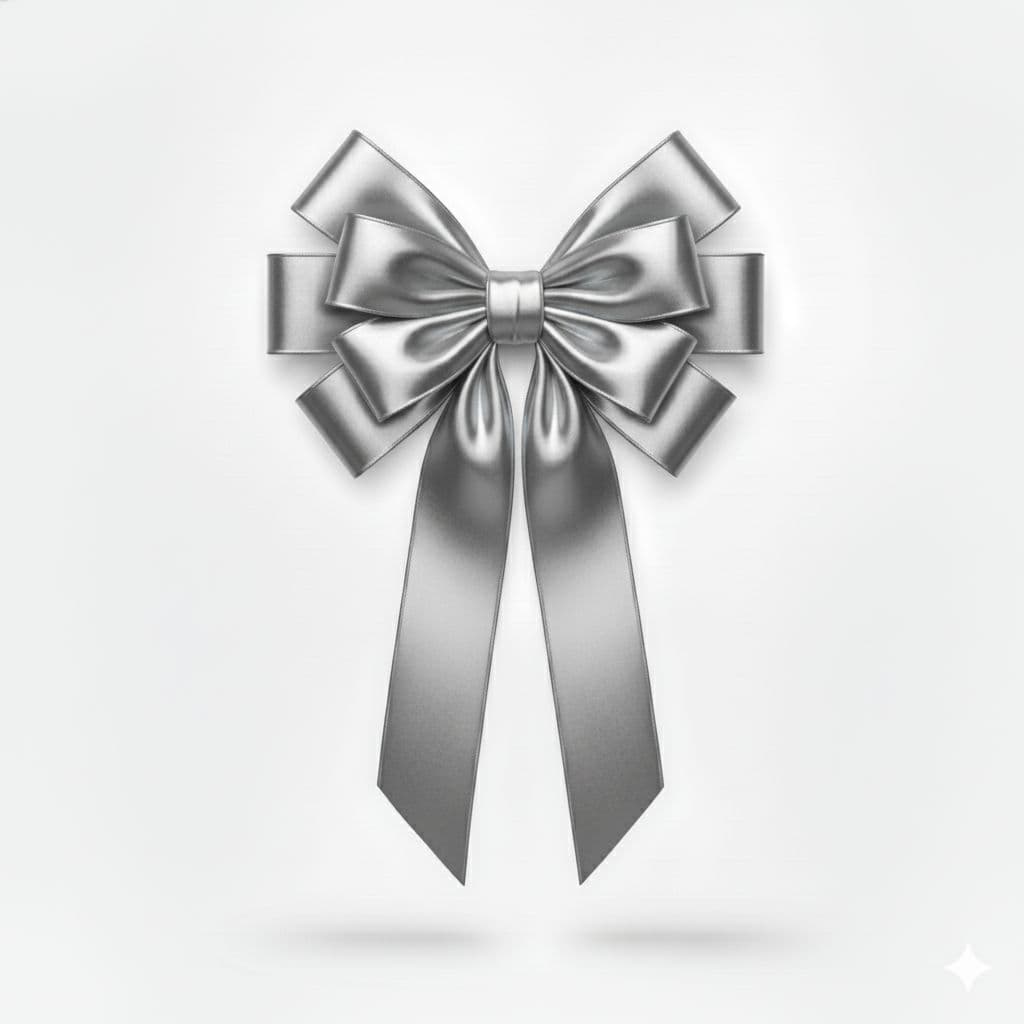 10 Loop Metallic Bow Silver