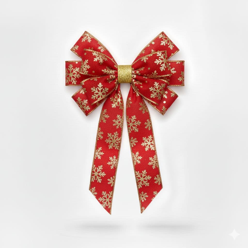 10 Loop Snowflake Bow Red