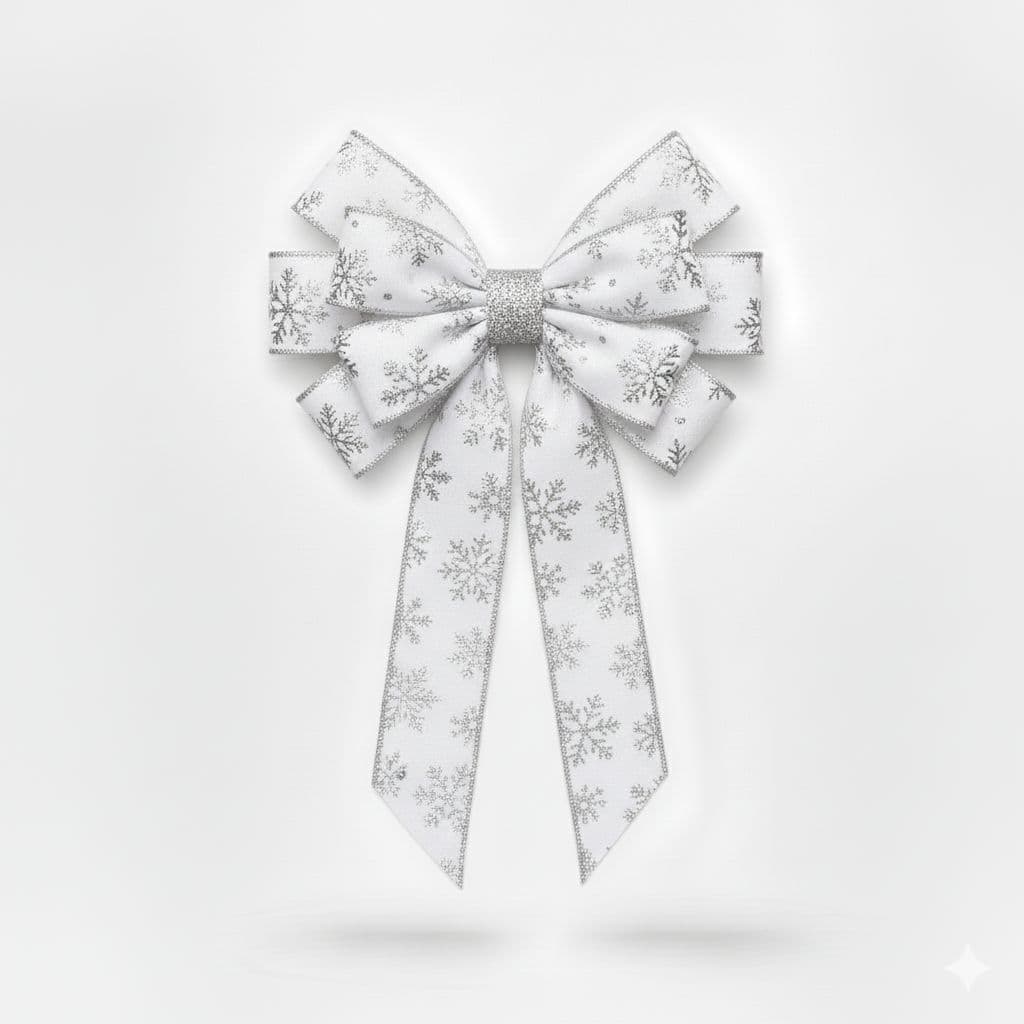 10 Loop Snowflake Bow White Silver
