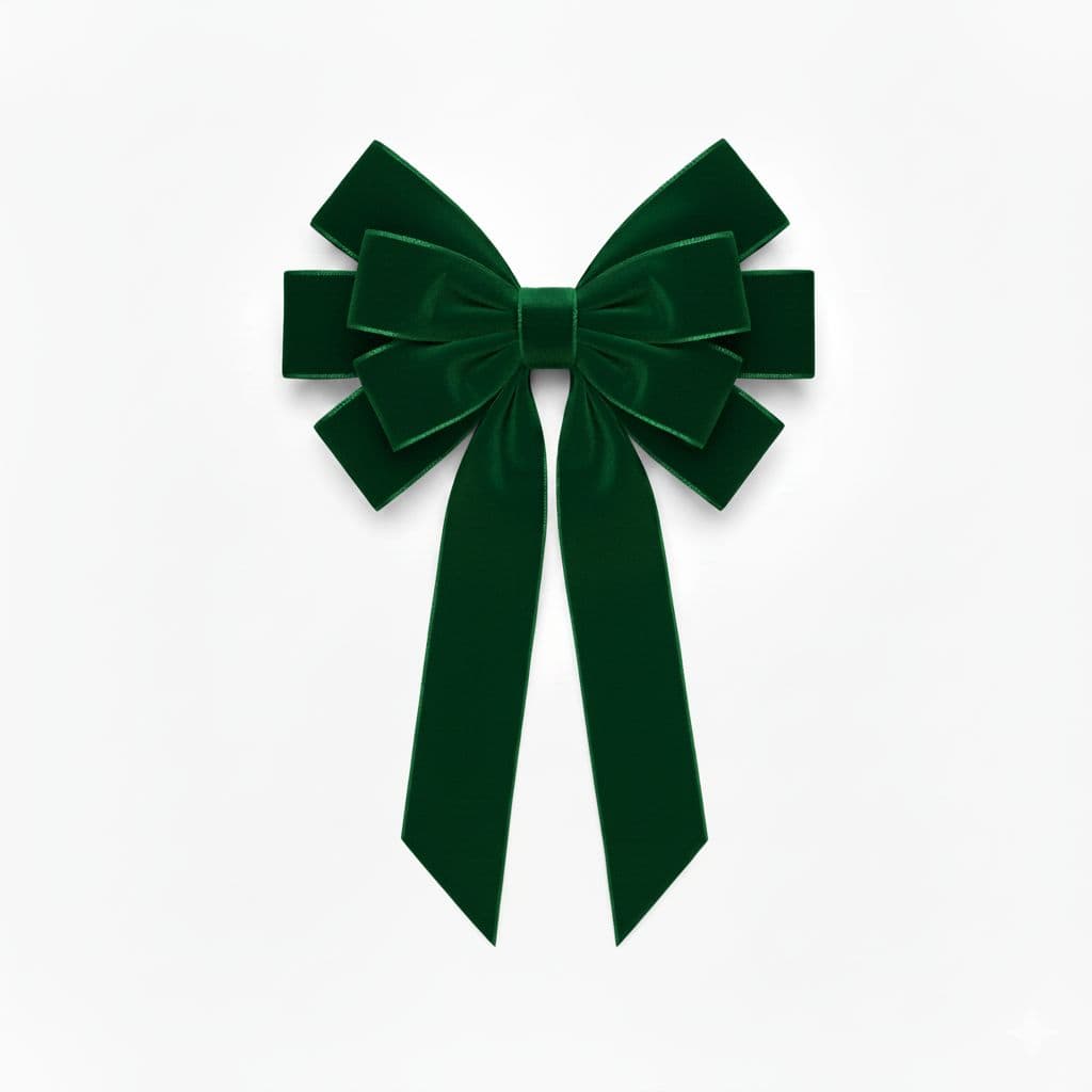 10 Loop Velvet Bow Green