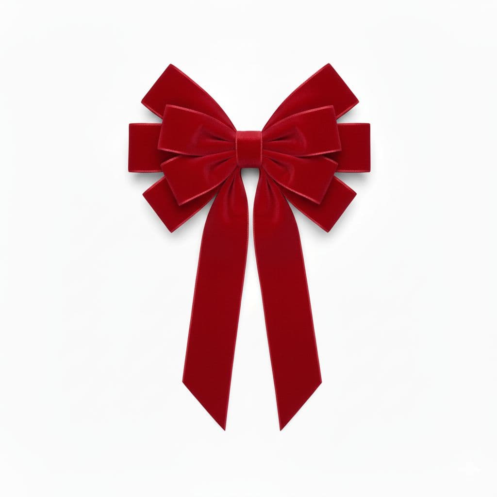 10 Loop Velvet Bow Red