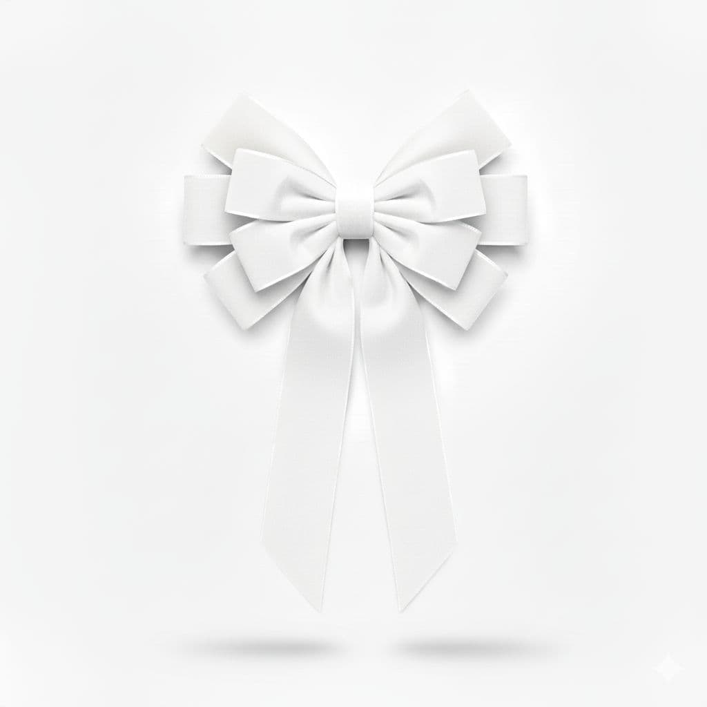 10 Loop Velvet Bow White
