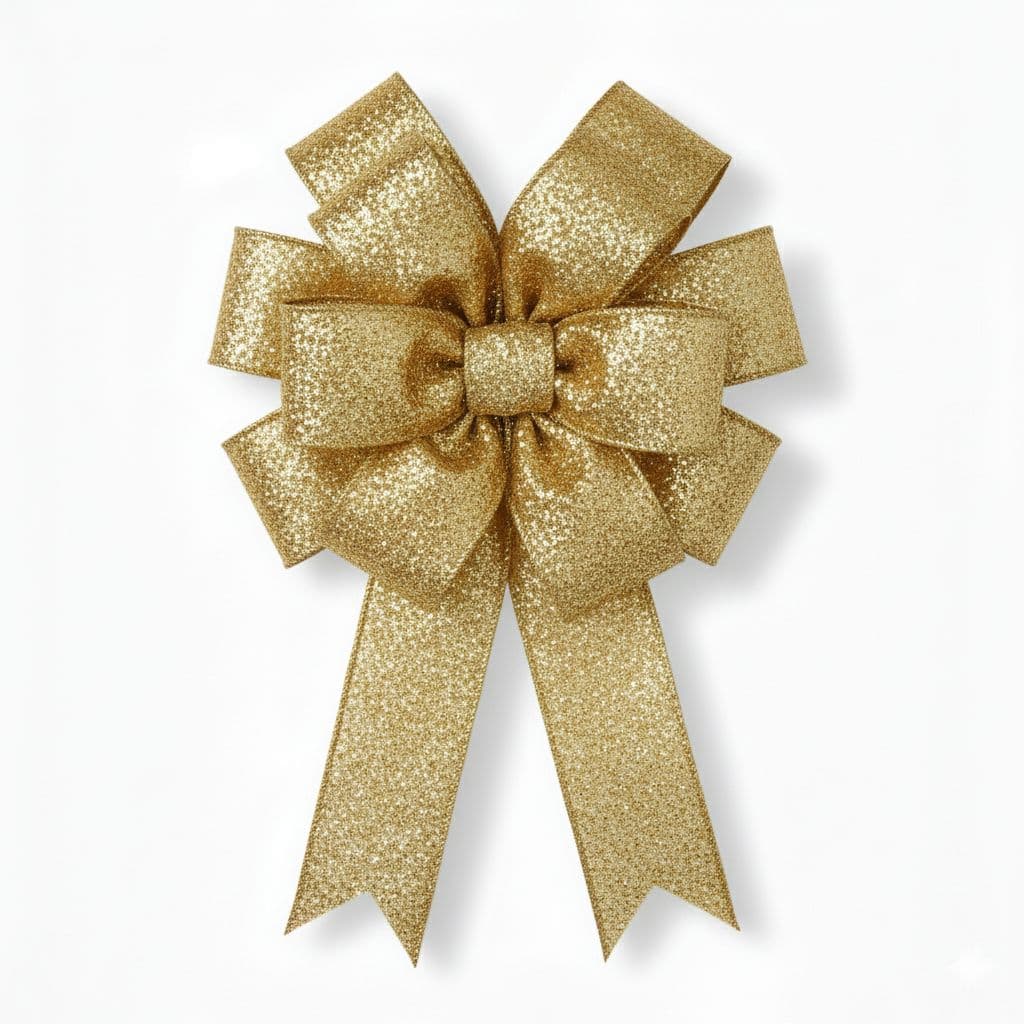 12 Loop Glitter Bow Gold