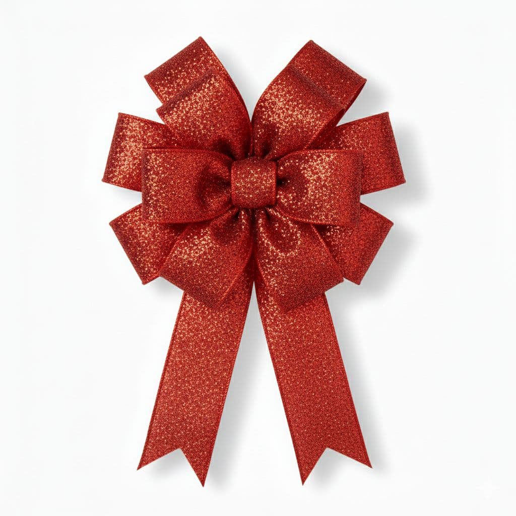 12 Loop Glitter Bow Red