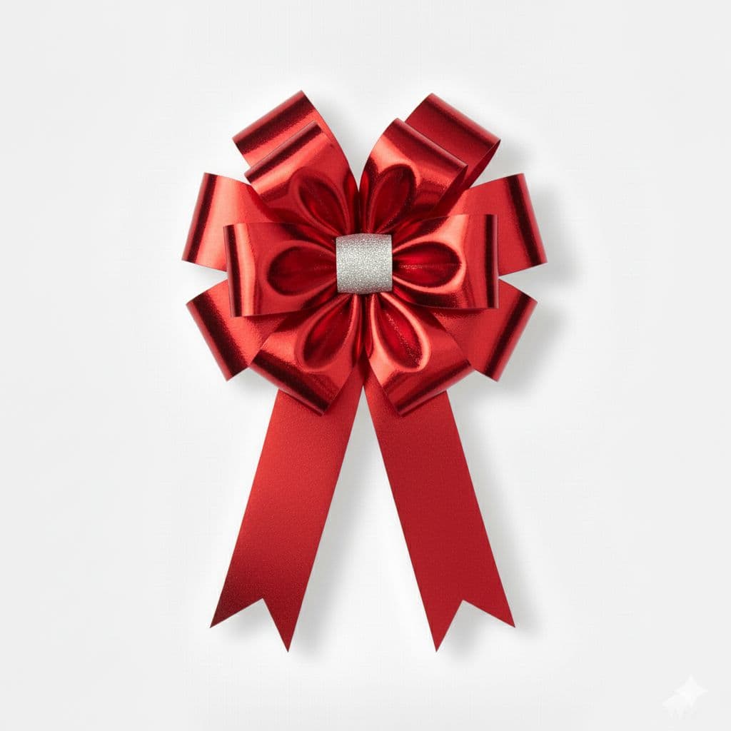 12 Loop Metallic Bow Red