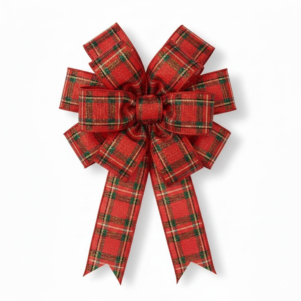 12 Loop Plaid Bow Red Plaid