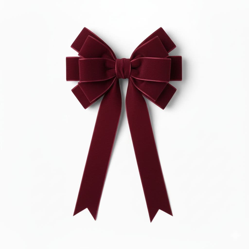 12 Loop Velvet Bow Burgundy