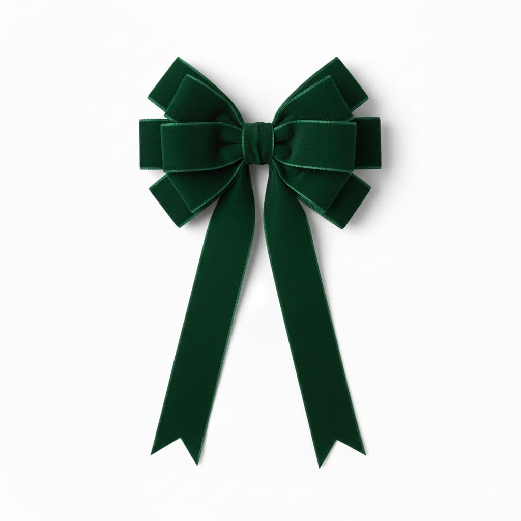 12 Loop Velvet Bow Green