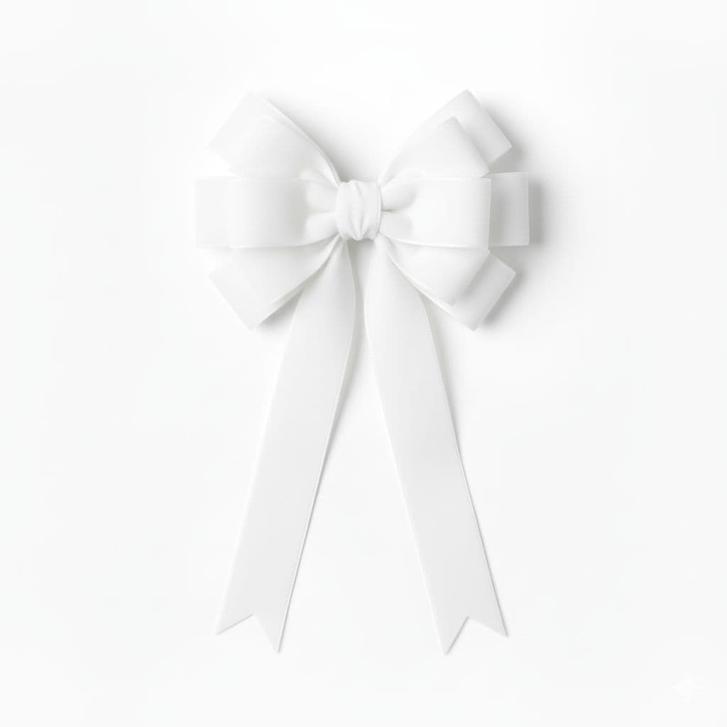 12 Loop Velvet Bow White