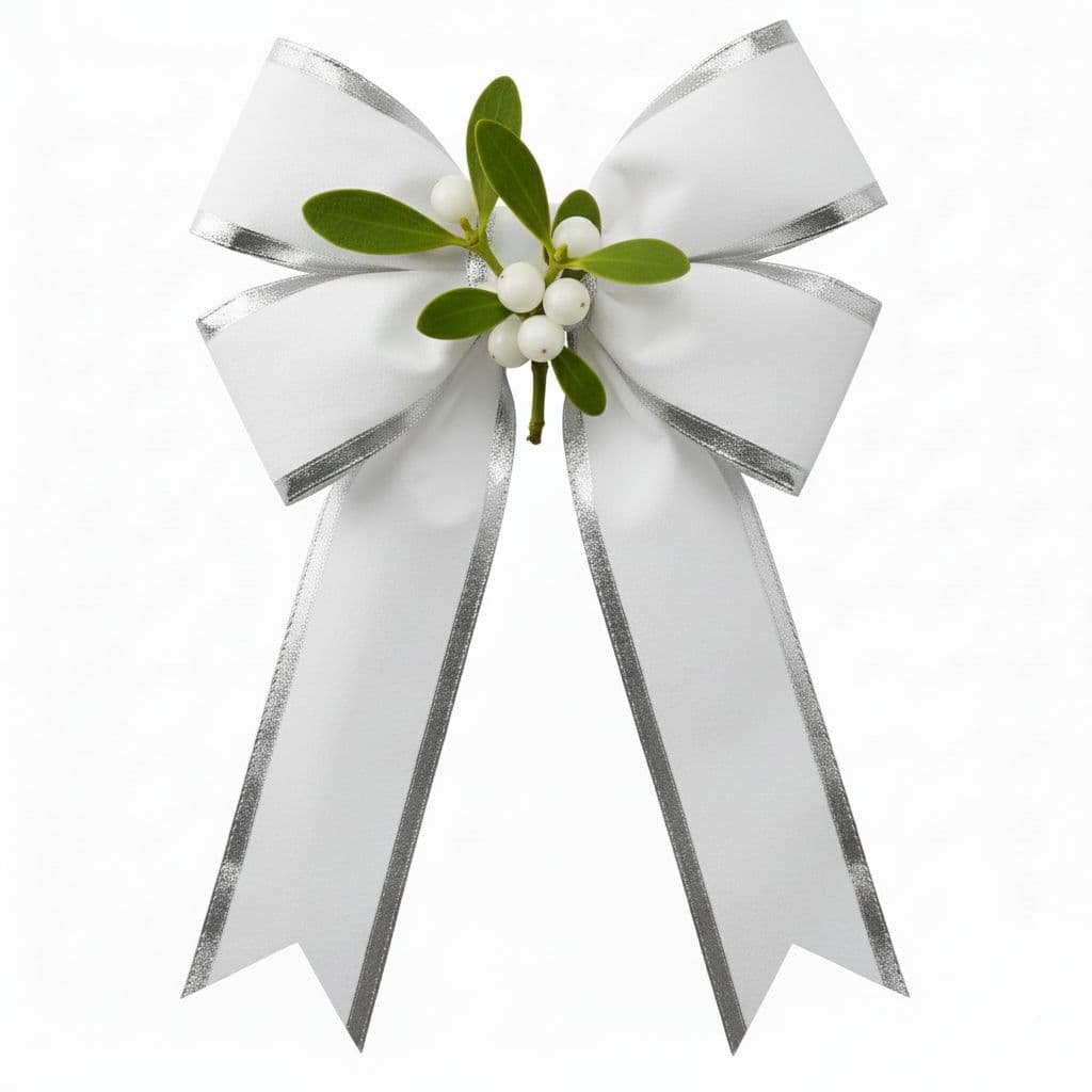 4 Loop Mistletoe Bow White