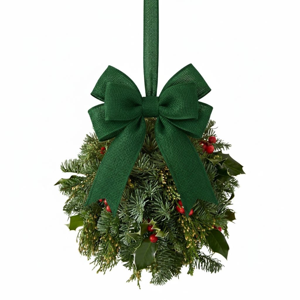 6 Loop Kissing Ball Bow Green