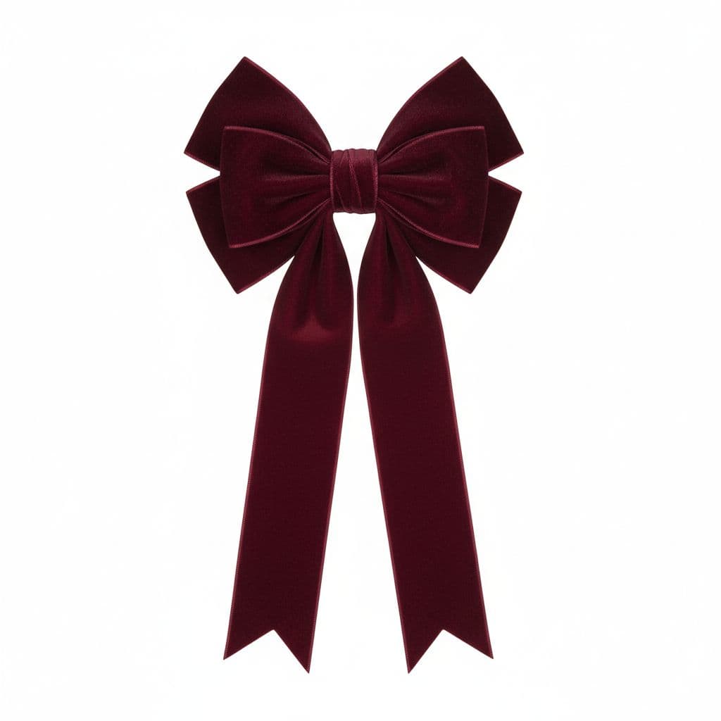 6 Loop Velvet Bow Burgundy