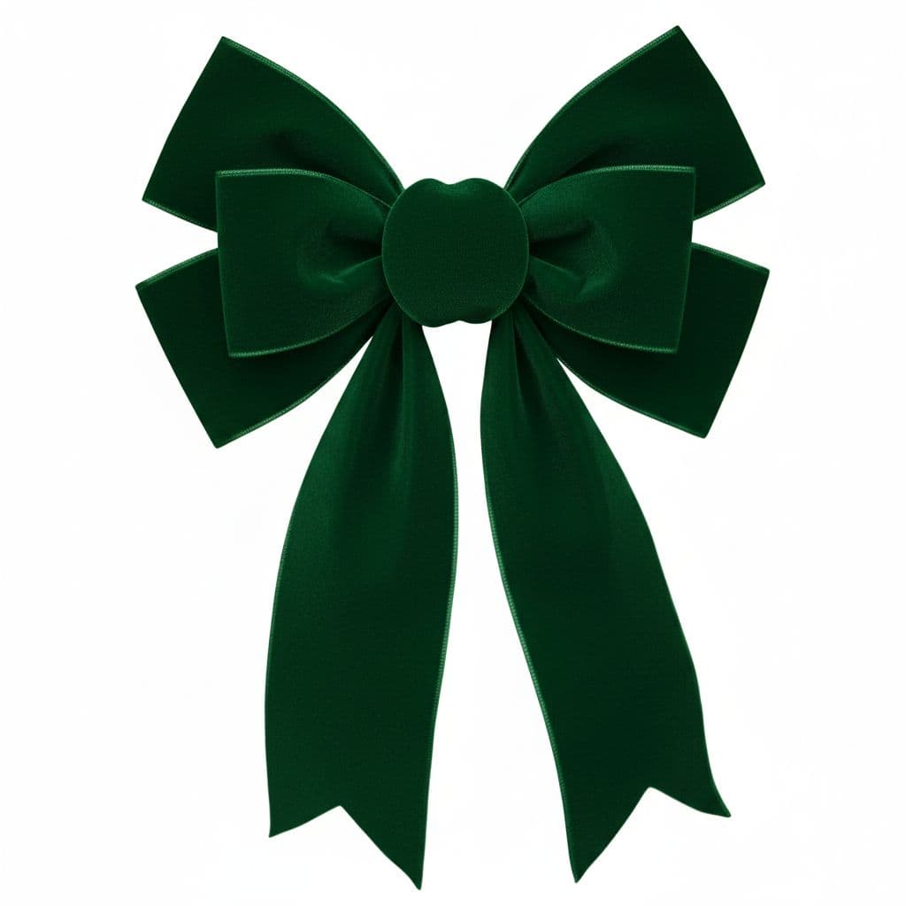 6 Loop Velvet Bow Green