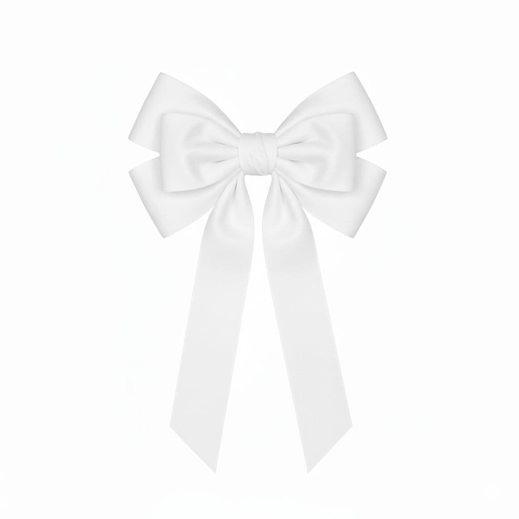 6 Loop Velvet Bow White