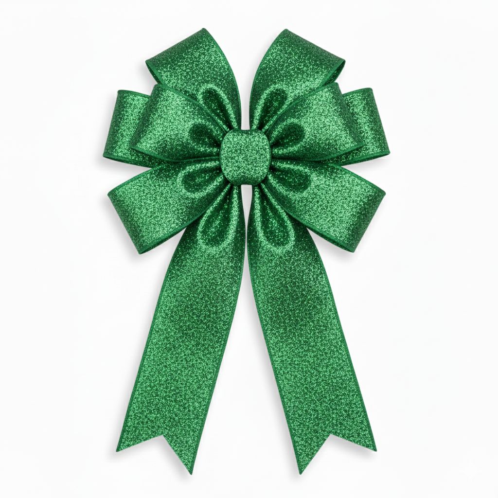 8 Loop Glitter Bow Emerald