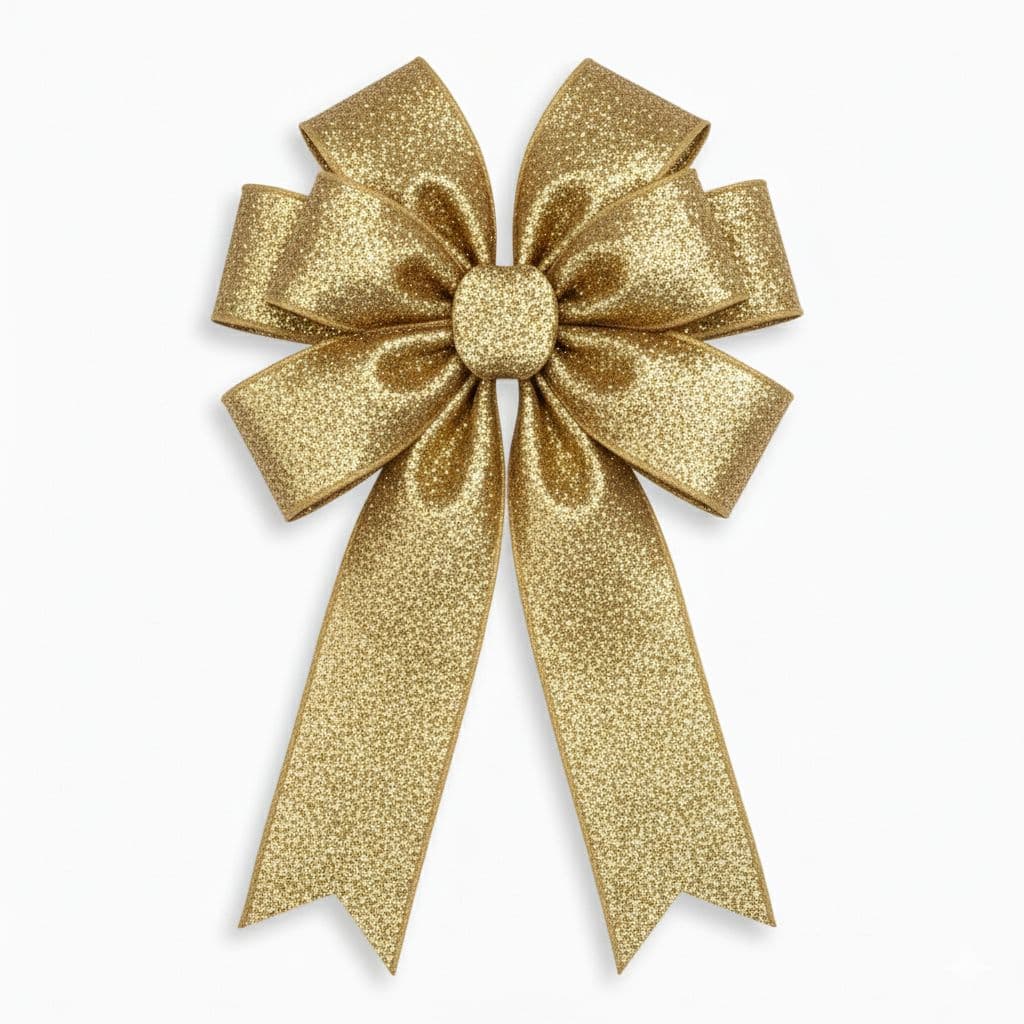 8 Loop Glitter Bow Gold