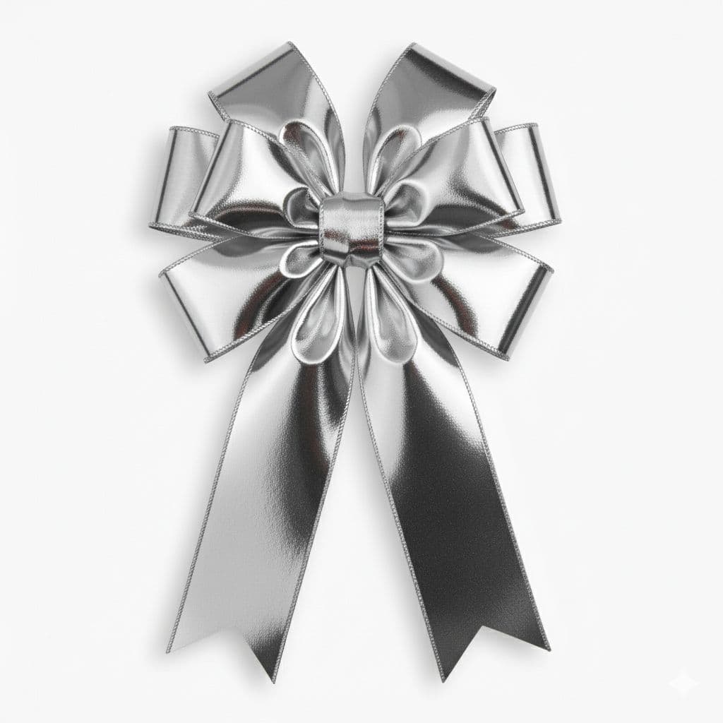 8 Loop Metallic Bow Silver