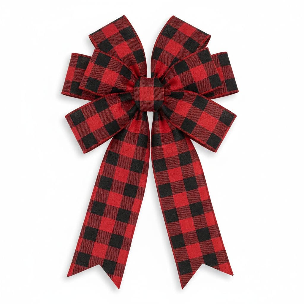 8 Loop Plaid Bow Buffalo Check Red