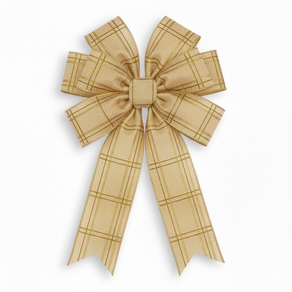 8 Loop Plaid Bow Gold Plaid