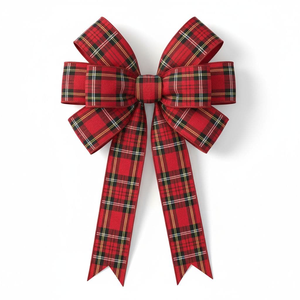 8 Loop Plaid Bow Red Plaid