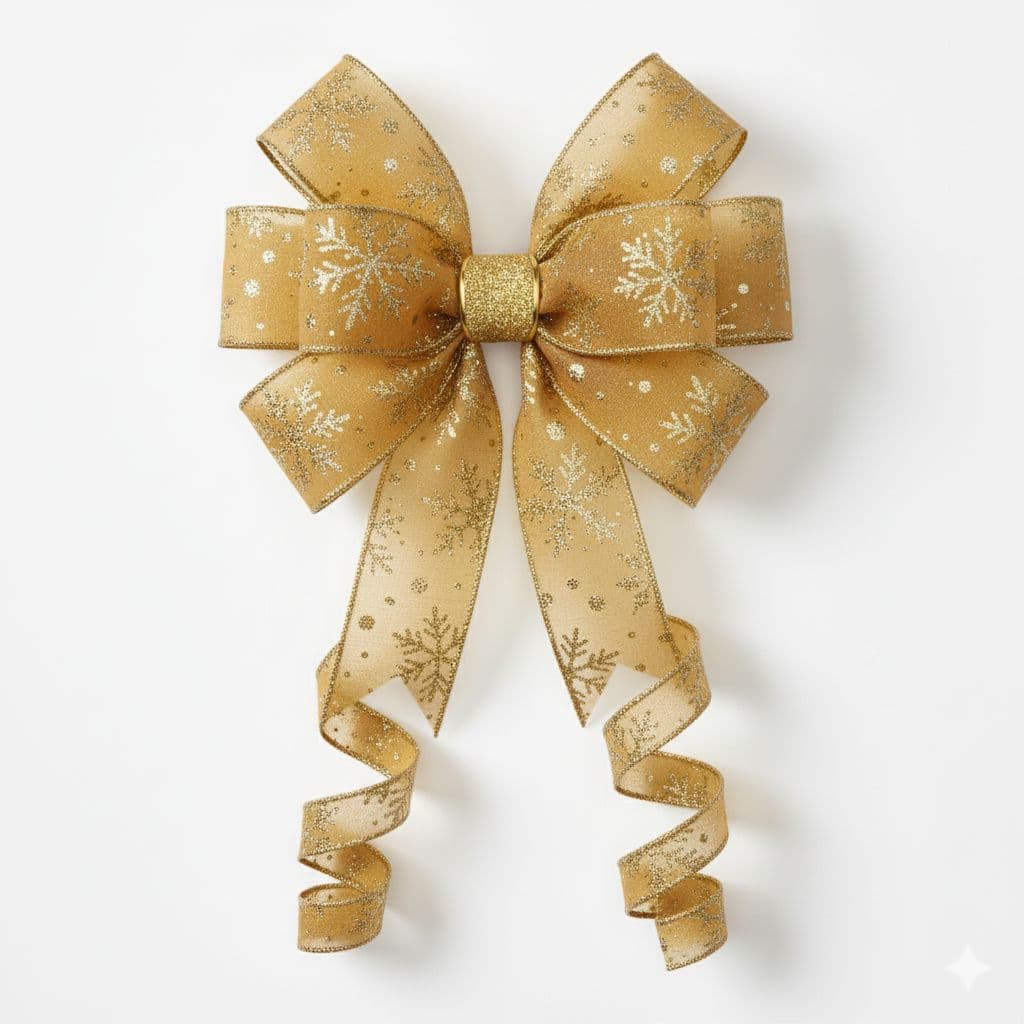 8 Loop Snowflake Bow Gold