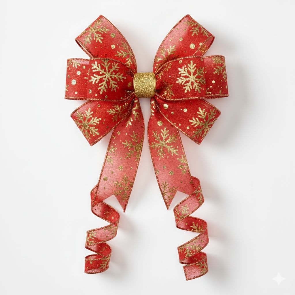 8 Loop Snowflake Bow Red
