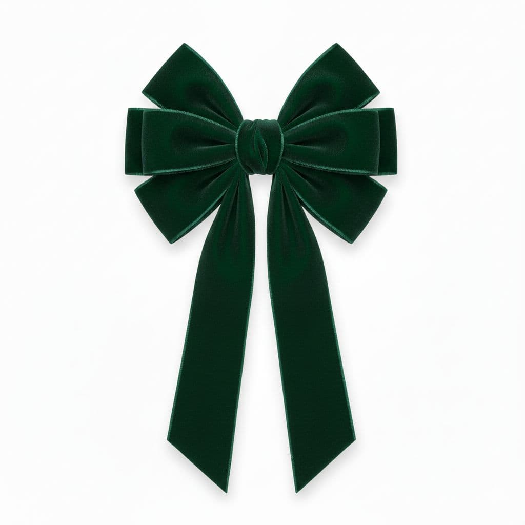 8 Loop Velvet Bow Green