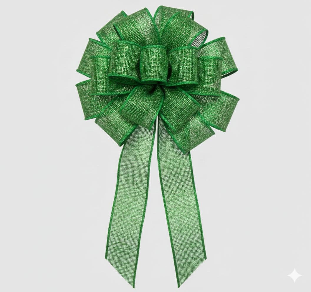18 Loop Metallic Mesh Mix Bow Green