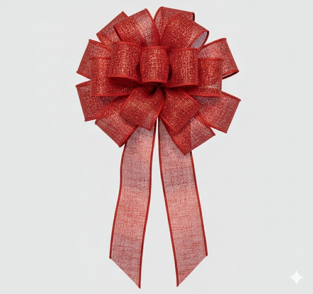18 Loop Metallic Mesh Mix Bow Red