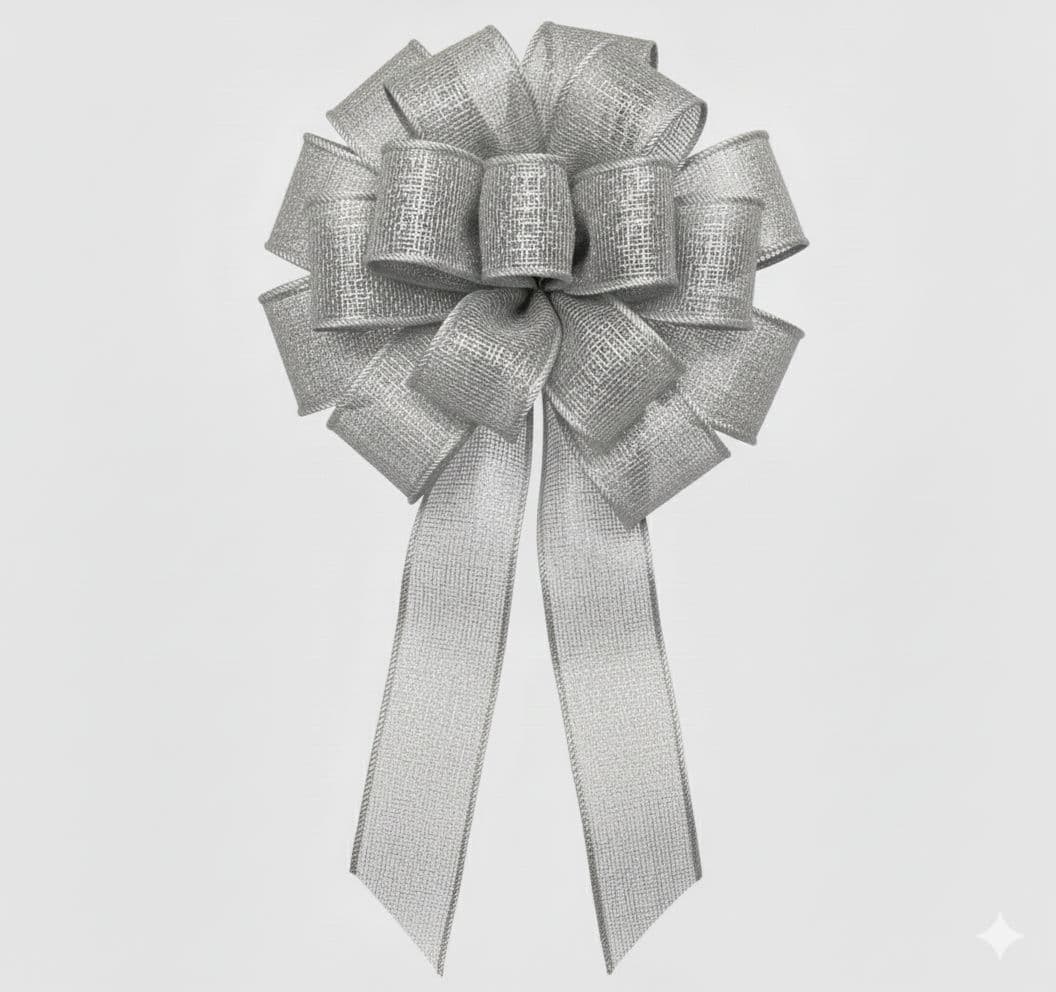 18 Loop Metallic Mesh Mix Bow Silver