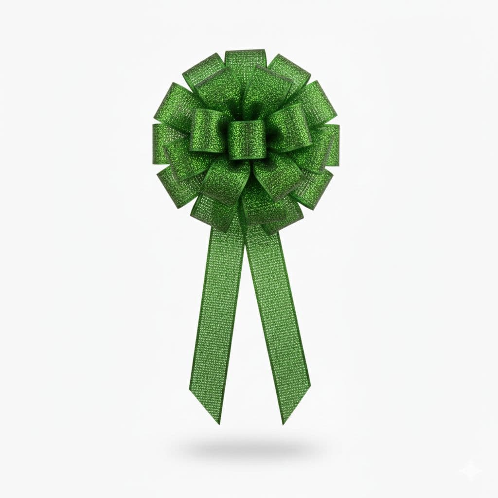 20 Loop Metallic Mesh Mix Bow Green