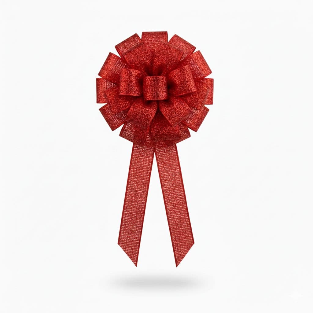 20 Loop Metallic Mesh Mix Bow Red