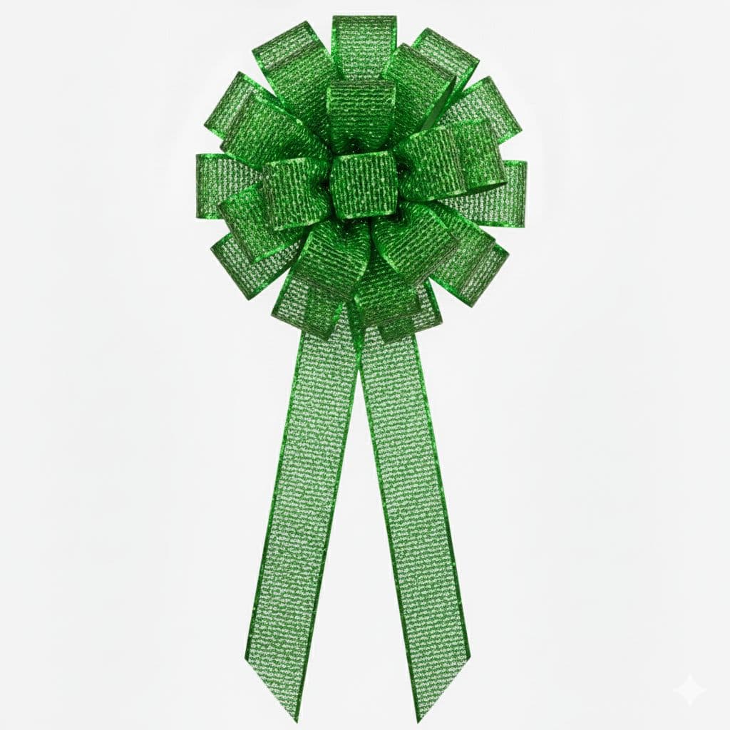 24 Loop Metallic Mesh Mix Bow Green