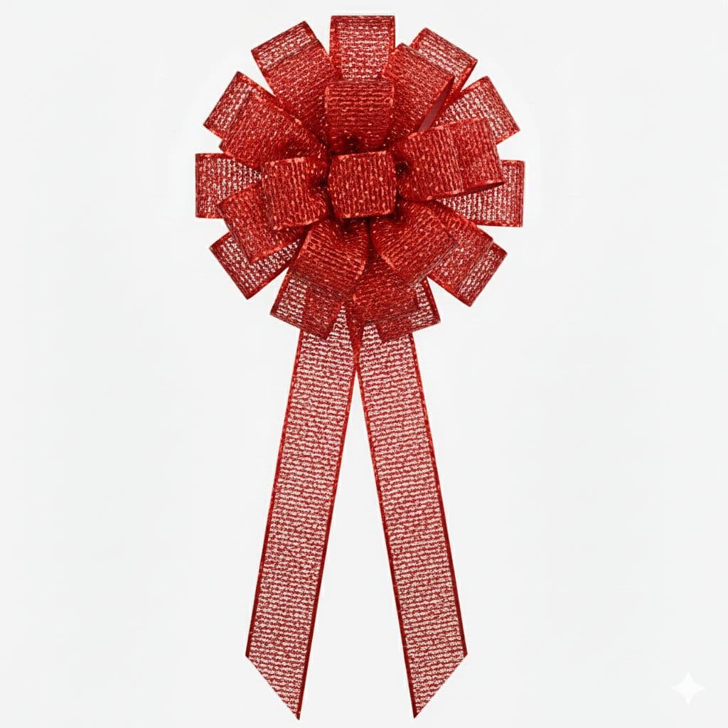 24 Loop Metallic Mesh Mix Bow Red
