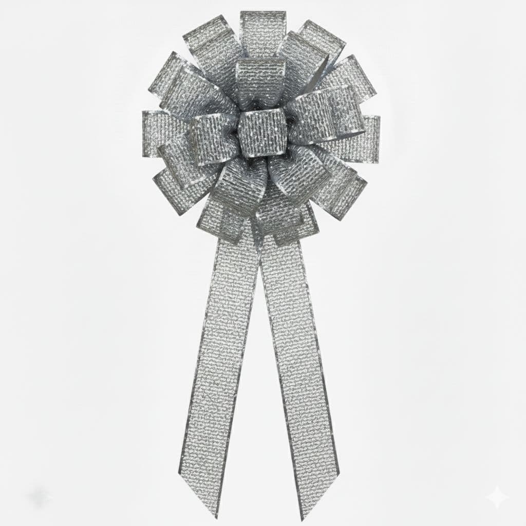 24 Loop Metallic Mesh Mix Bow Silver