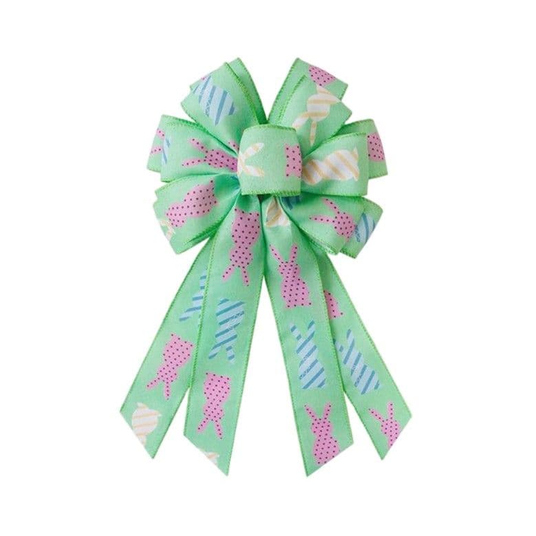 Orange Happy Easter Bunny Bow 8 Loops