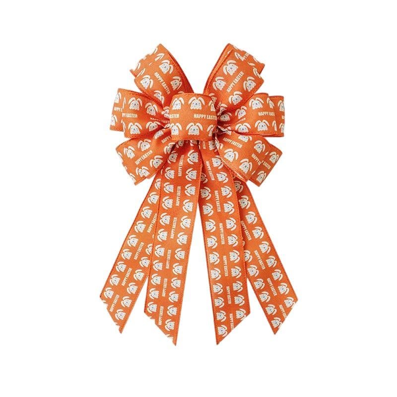 White Colorful Easter Egg Confetti Bow 8 Loops
