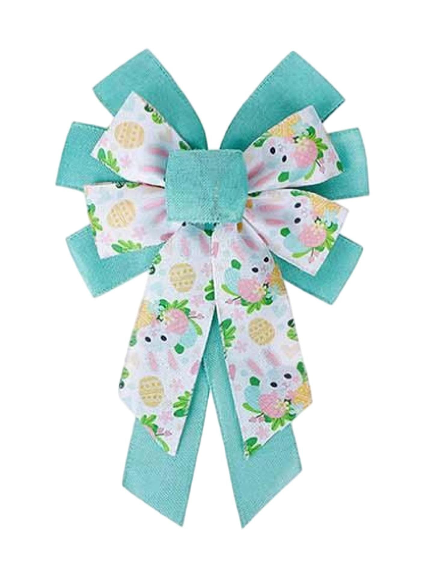 White Pastel Easter Egg Dot Bow 6 Loops