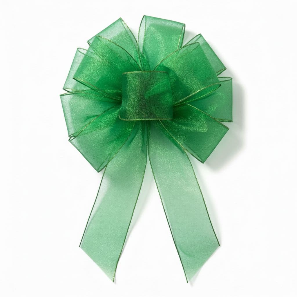 10 Loop Mesh Bow Green