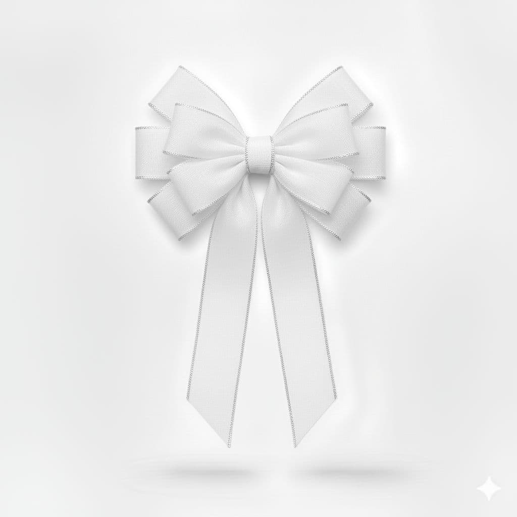 10 Loop Organza Bow White