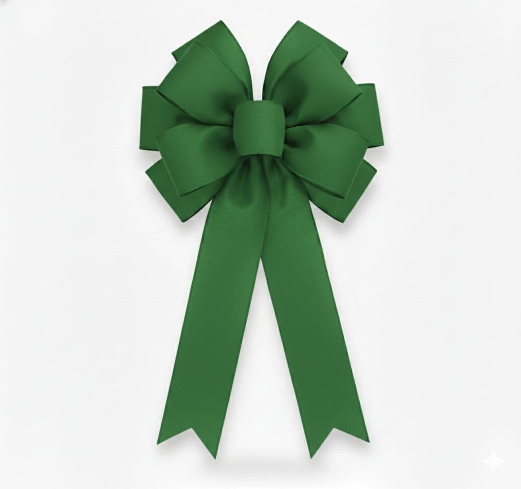 10 Loop Poly Matte Bow Green
