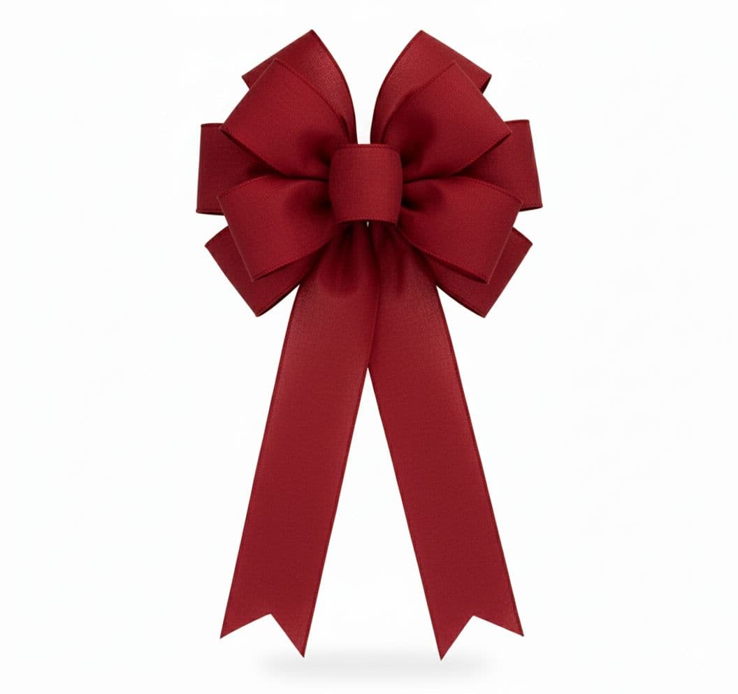 10 Loop Poly Matte Bow Red