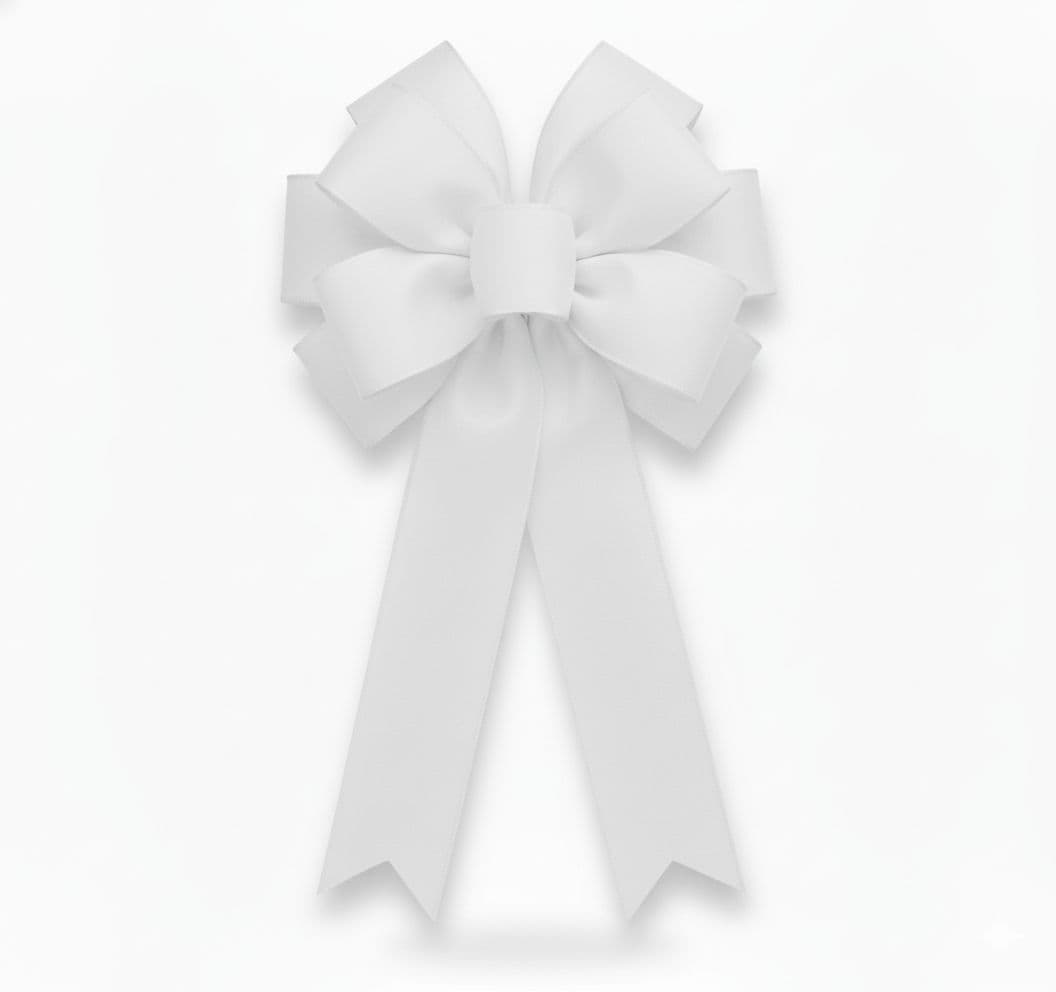 10 Loop Poly Matte Bow White