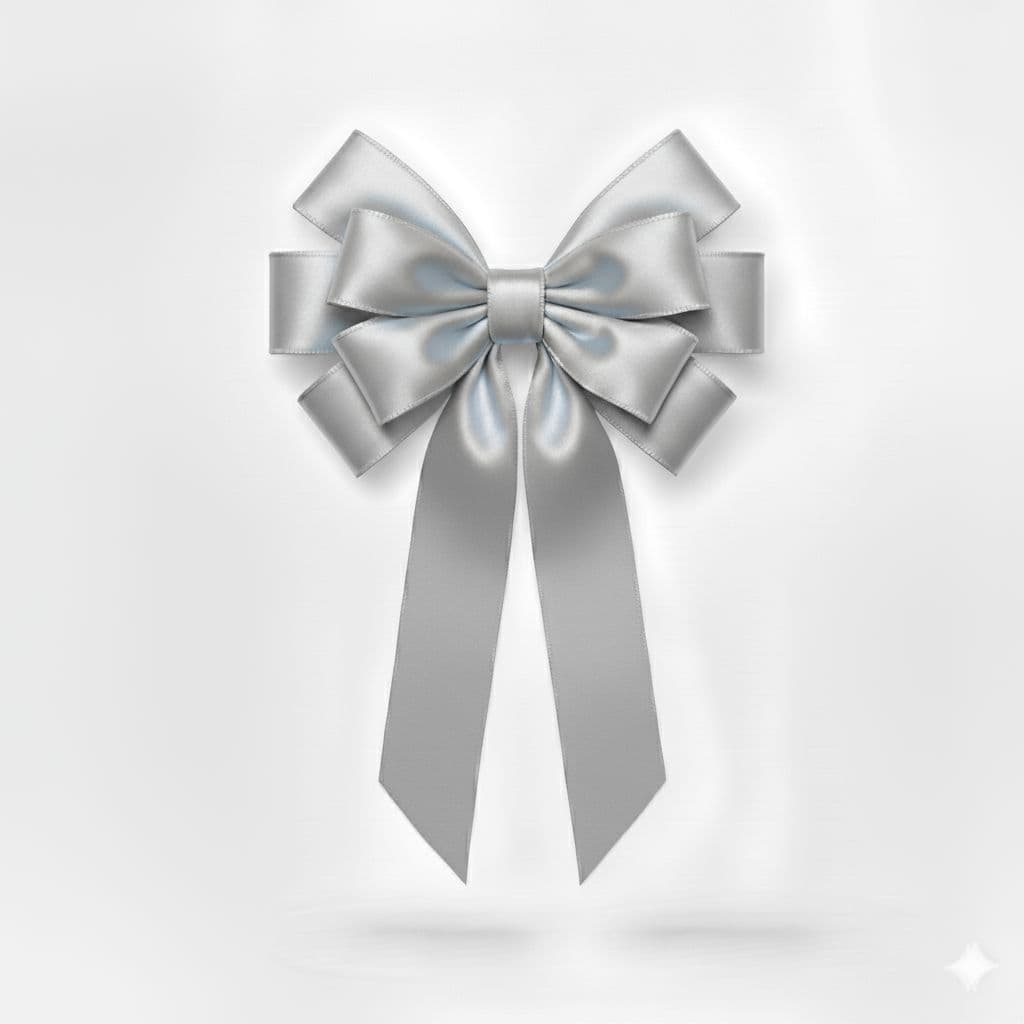 10 Loop Satin Bow Silver