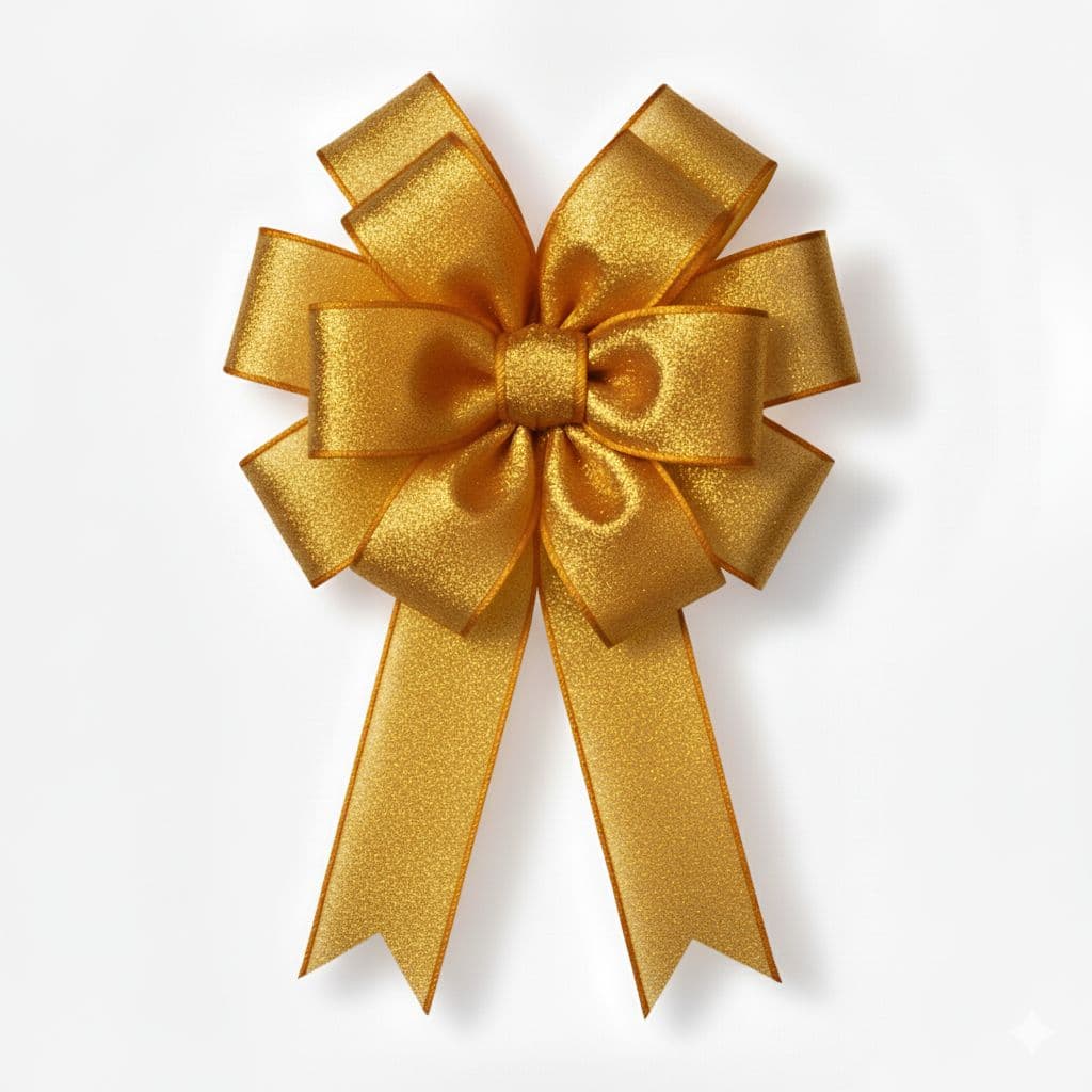 12 Loop Organza Bow Gold