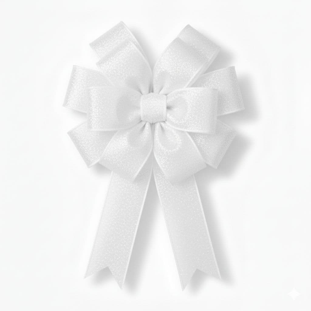 12 Loop Organza Bow White