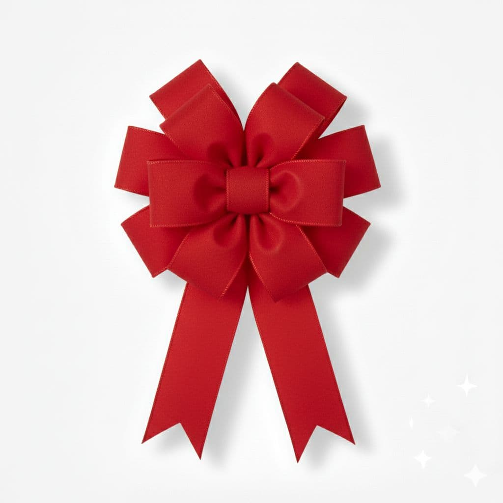 12 Loop Poly Matte Bow Red